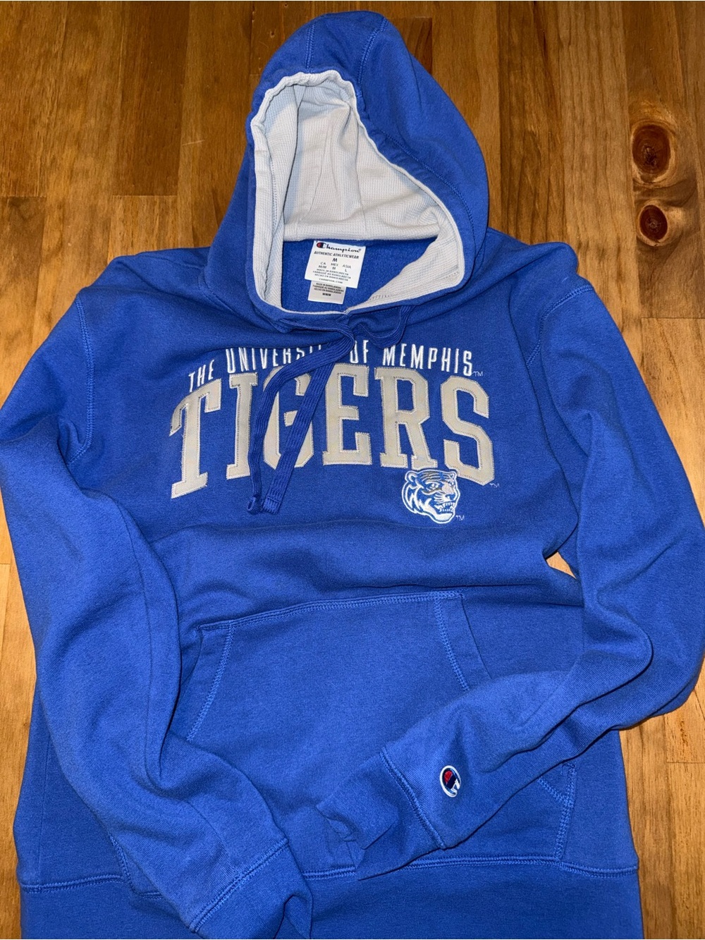 Champion Royal Blue University of Memphis Tigers Hoodie with White Accents